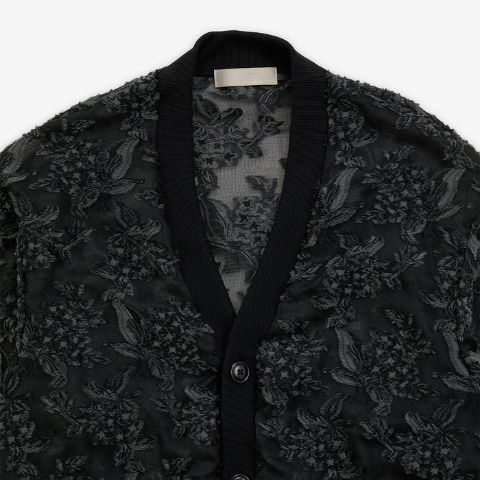 Mesh jaquard cardigan