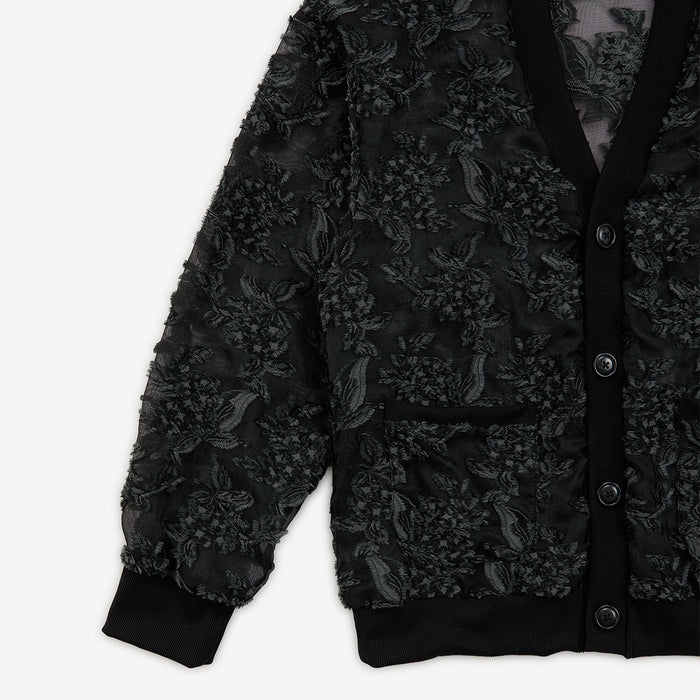 Mesh jaquard cardigan
