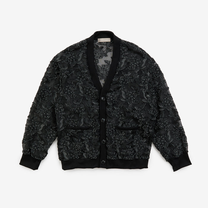 Mesh jaquard cardigan