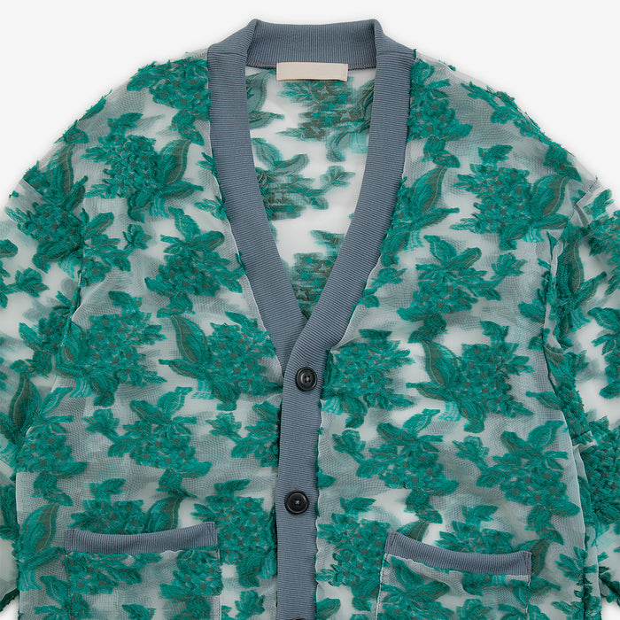 Mesh jaquard cardigan