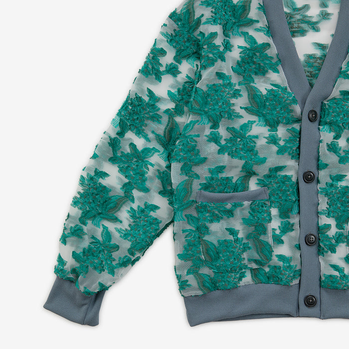 Mesh jaquard cardigan
