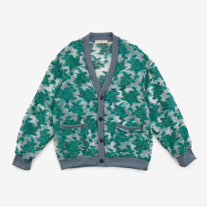 Mesh jaquard cardigan