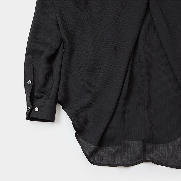 Cross tuck sheer shirt