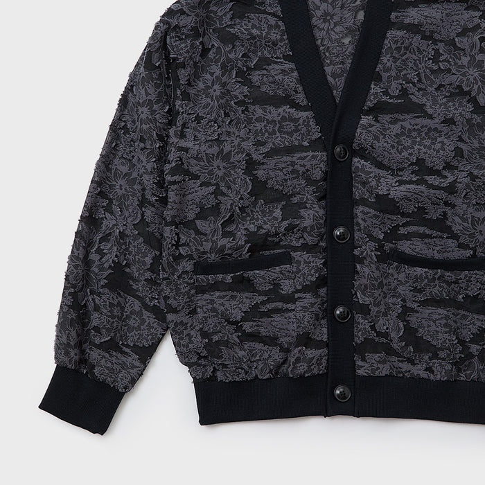 Cut Jacquard Sheer Cardigan