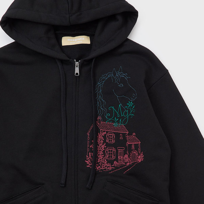 Embroidery Zip-up Hoodie