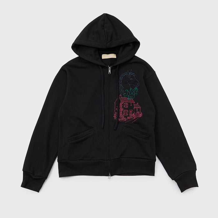 Embroidery Zip-up Hoodie