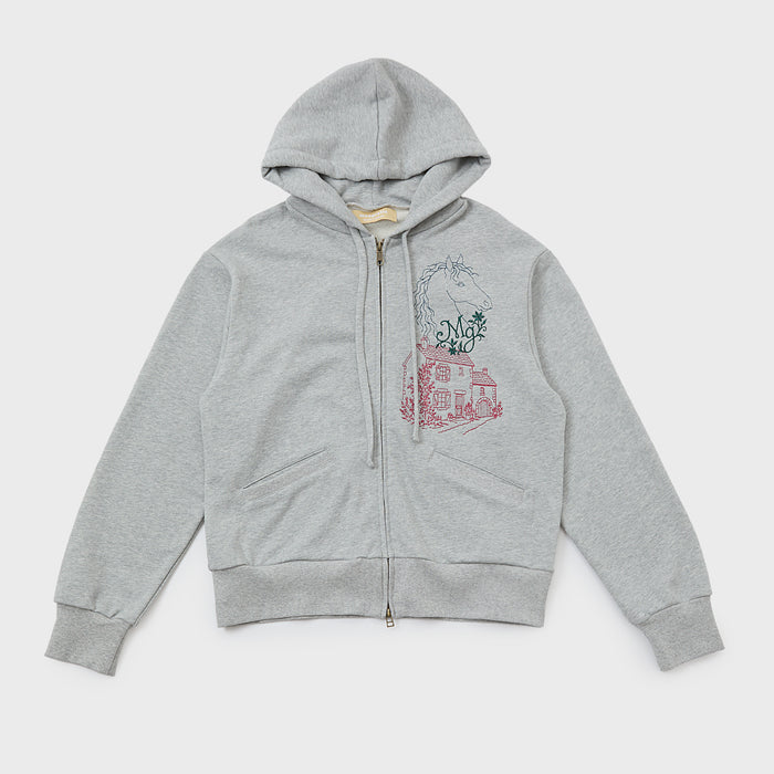 Embroidery Zip-up Hoodie