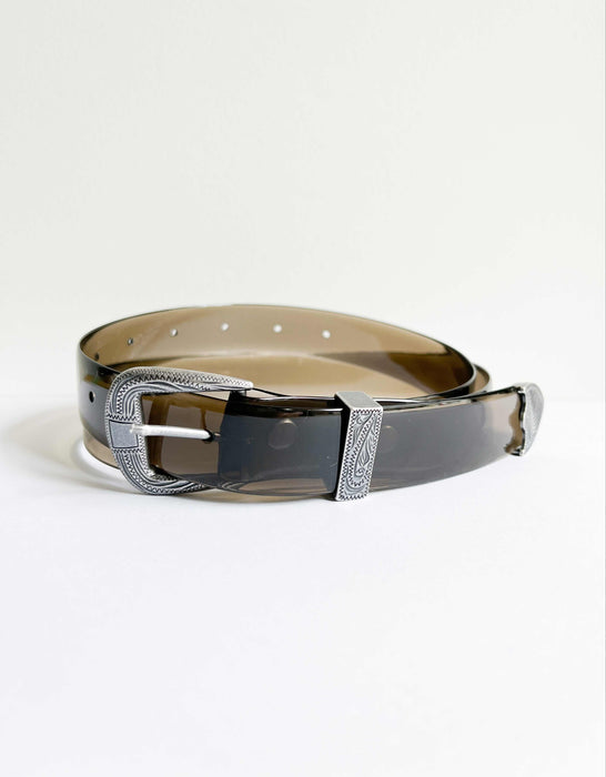 Metal buckle vinyl belt